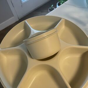 Tupperware Cream Serveware Platter with Compartments
